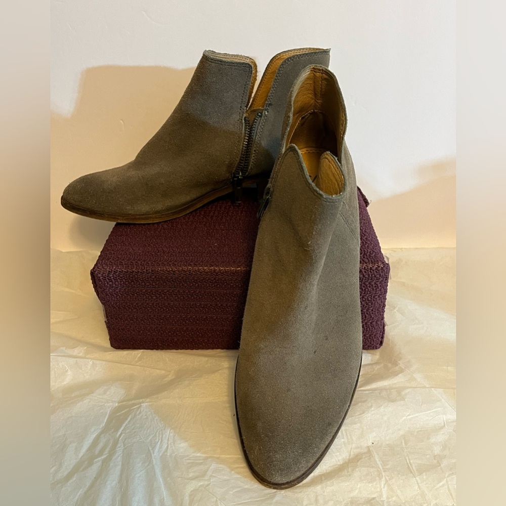 SPLENDID HAMPTYN SUEDE LEATHER ANLE BOOTS WOMEN 7.5 GRAY ZIP CLOSURE BOHO COMFY